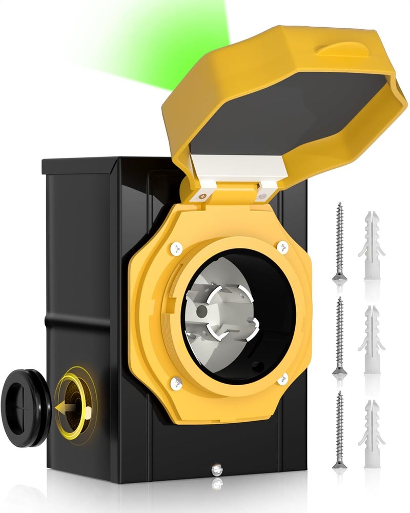 Marsflex 30 Amp Generator Inlet Box, Pre-Drilling NEMA L14-30P Power Inlet Box for 125/250 Volt, 7500 Watts Generator Power Inlet Box, Weatherproof Outdoor Use with LED Power Indicator, ETL Listed - Image 1